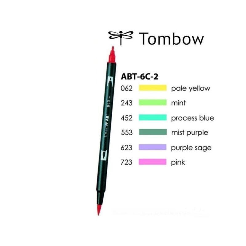 Tombow - ABT Dual Brush Pens 6pk - Pastel Colours - Bilde 3