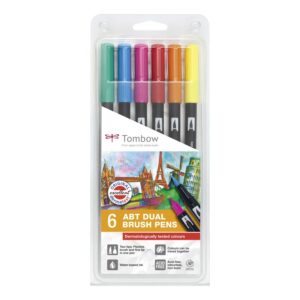 Tombow - ABT Dual Brush Pens 6pk - Dermatologically Tested Colours