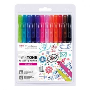 Tombow - Twin-Tone Markers Dual Tip 12pk - Bright