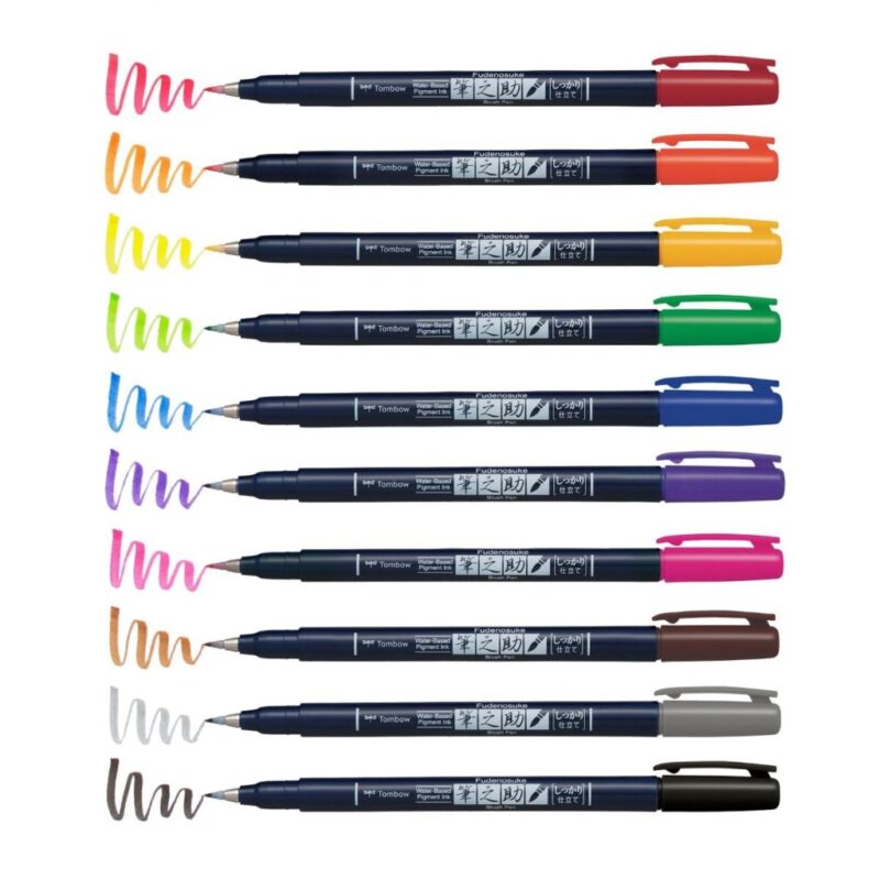 Tombow - WS-BH-10P - Kalligrafipenn Fudenosuke Colors - 10-pack - Bilde 2