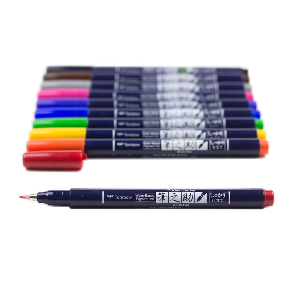 Tombow - WS-BH-10P - Kalligrafipenn Fudenosuke Colors - 10-pack - Bilde 4