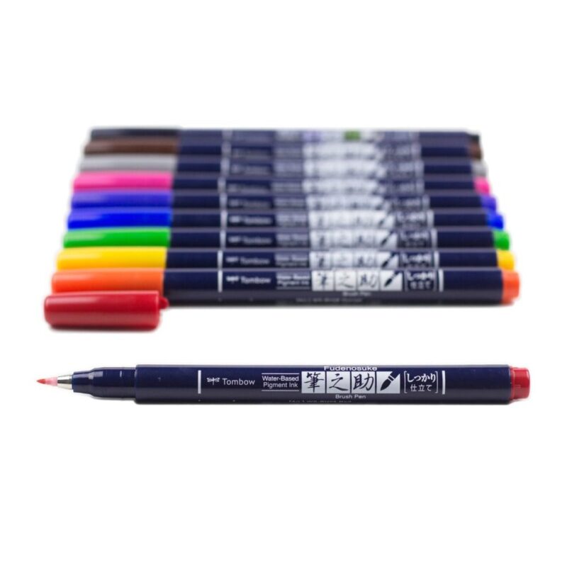 Tombow - WS-BH-10P - Kalligrafipenn Fudenosuke Colors - 10-pack - Bilde 4