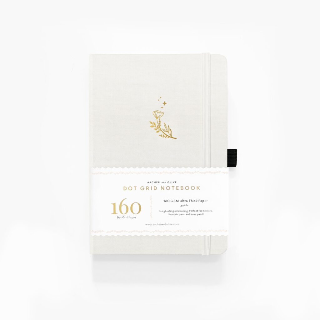 Archer and olive notebook moon flowers with gold gilded edges dot grid