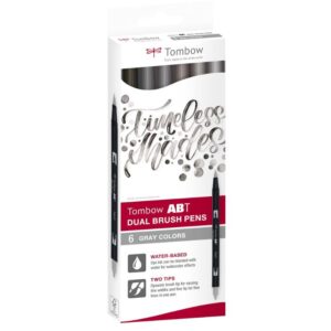 Tombow - ABT Dual Brush Pens 6pk - Gray Colours