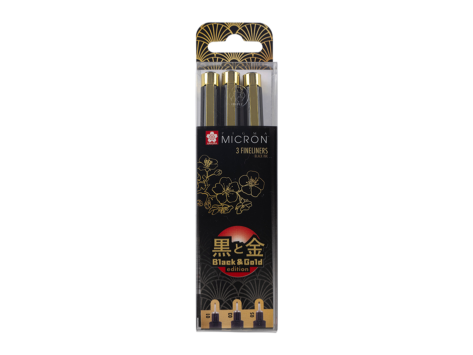 Pigma Micron Graphic 3er Set – Schwarze Fineliner, 1mm, 2mm, 3mm, Wasserfest & Lichtbeständig