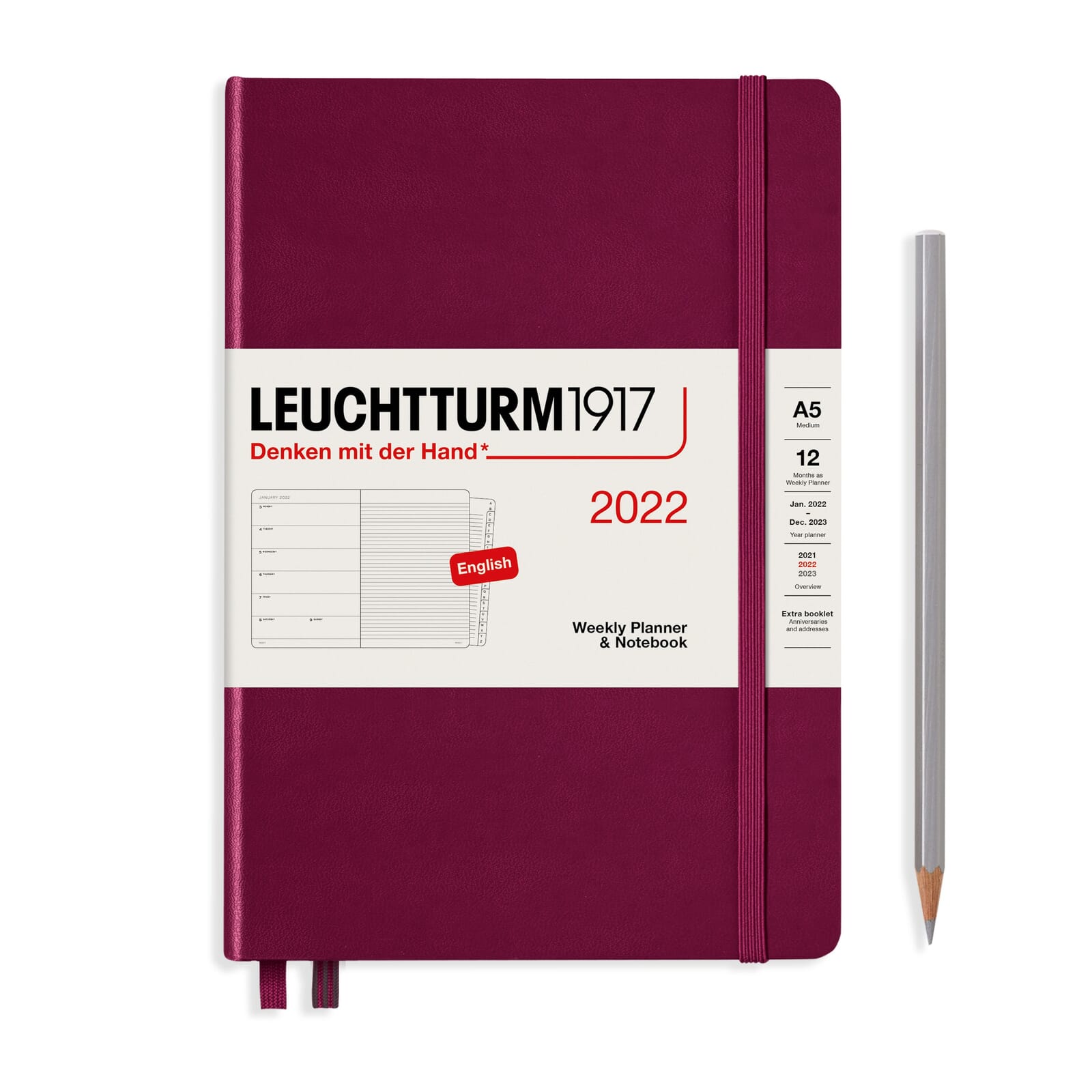 Leuchtturm1917 Kalender 2021 Weekly Planner og Notatbok – A5 Port Red ...