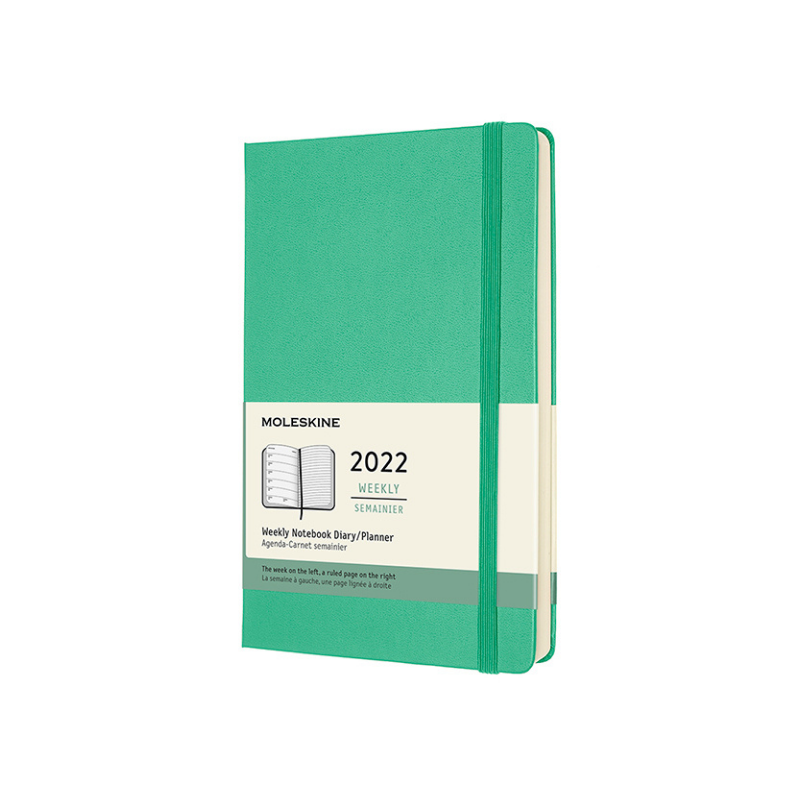 Moleskine Hardcover Large Weekly Horizontal Planner 2022 Ice Green