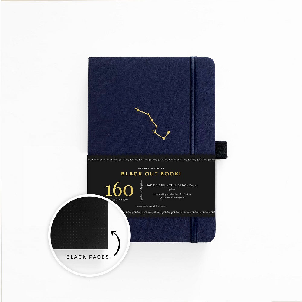 Archer and olive notebook night sky blackout dot grid a5 tudos