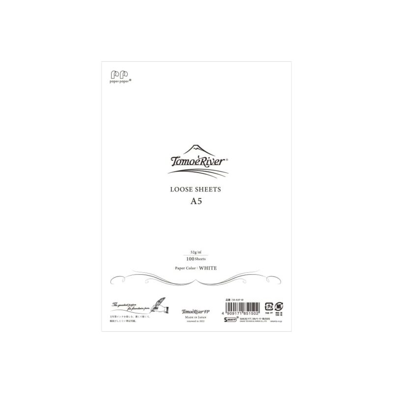 Tomoe River - Notatark Loose Sheets A5 - 52 gsm - 100 ark - Blank - White - SR-A5P-W