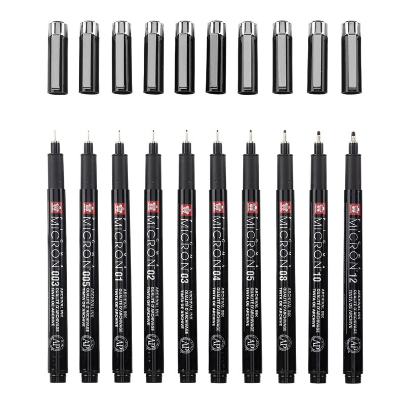 Sakura - Pigma Micron Black Edition - 10 stk + Case - Bilde 3