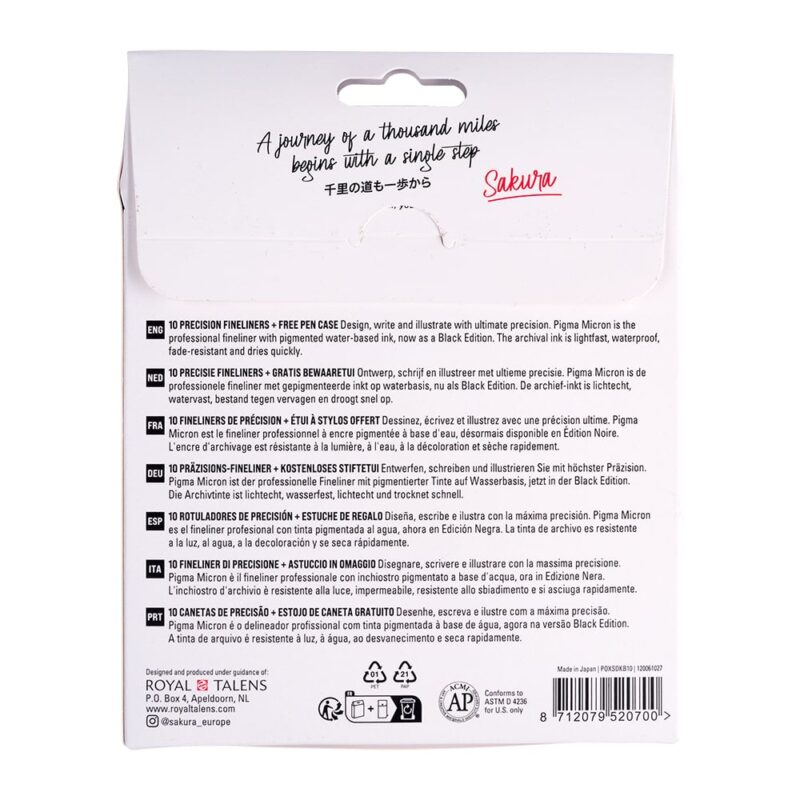 Sakura - Pigma Micron Black Edition - 10 stk + Case - Bilde 5