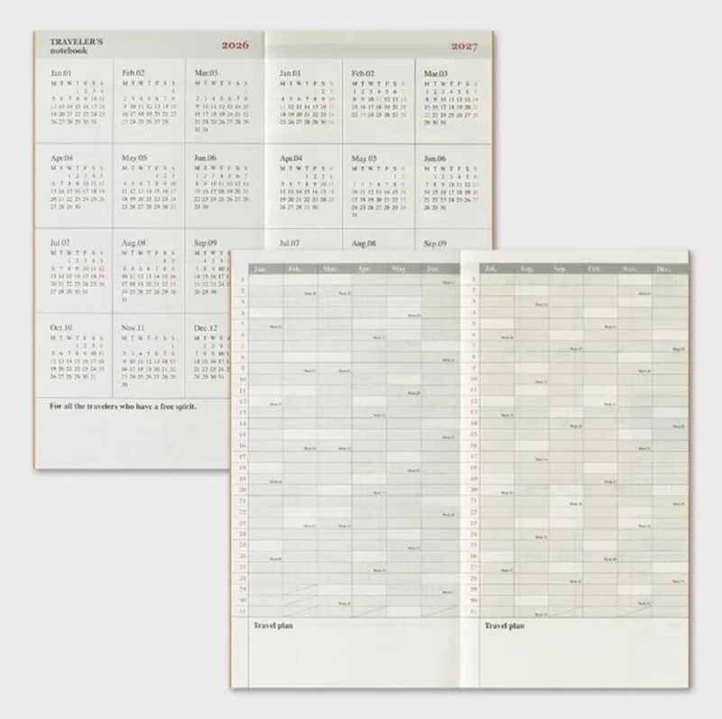 Traveler’s Company – Traveler’s Notebook Refill 2026 Monthly Diary – Regular Size - Bilde 5