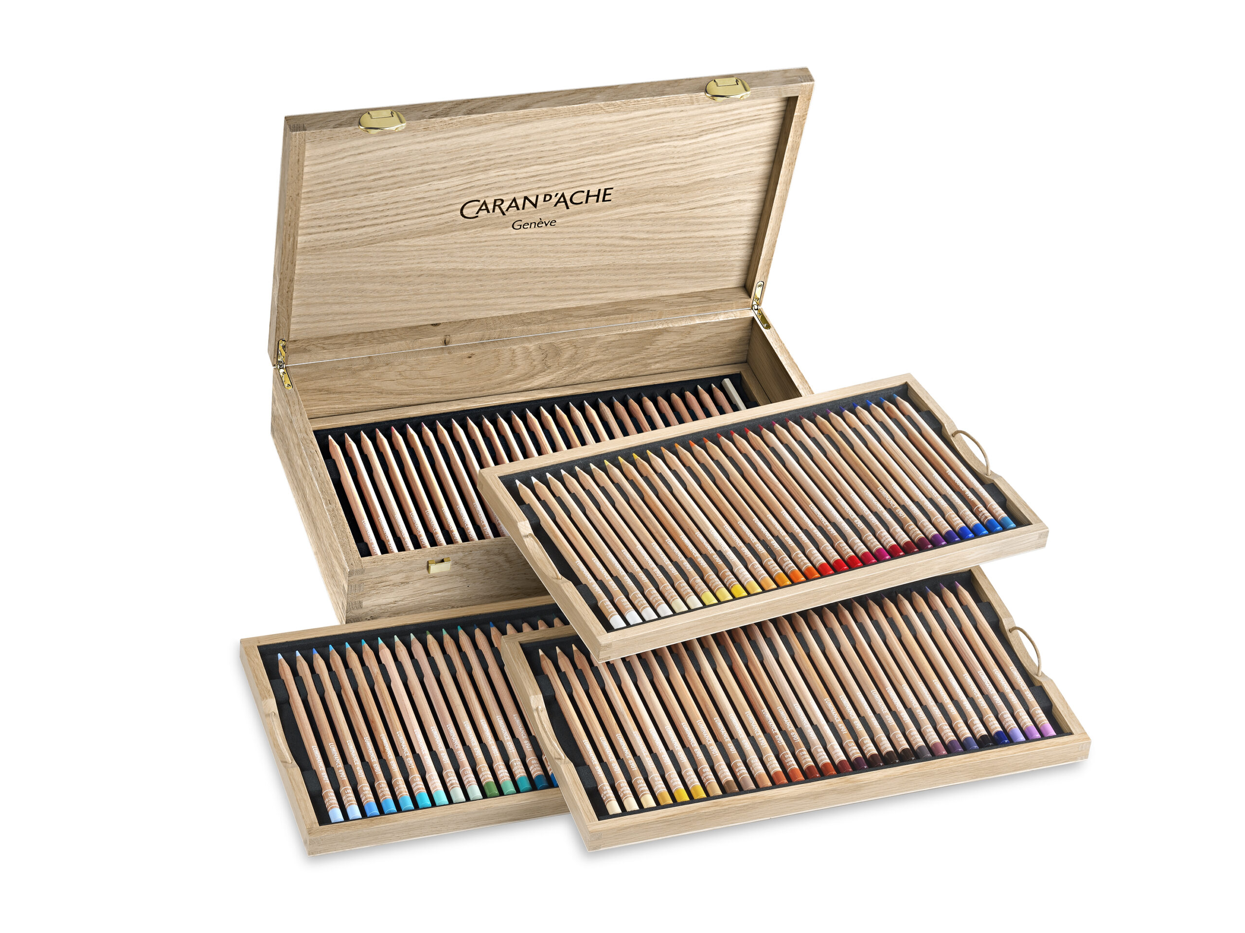 Caran d’Ache - Expert Luminance 6901 Sett Koffert - Wooden Box 100pack + 12 FSC