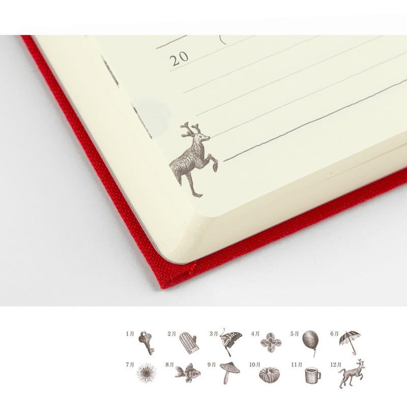 Midori - MD Product - 5 Year Daily Diary Gate - Rød - Bilde 3