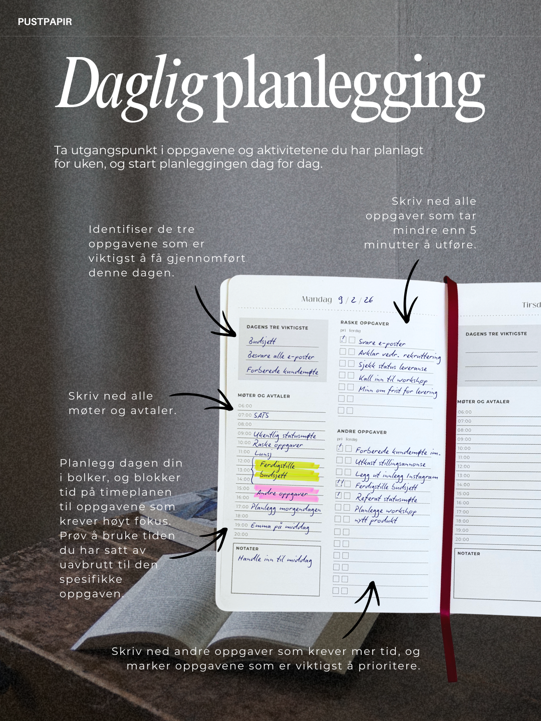 Pust Papir - Daglig planlegger - 6 måneder, udatert - Espresso - Bilde 8