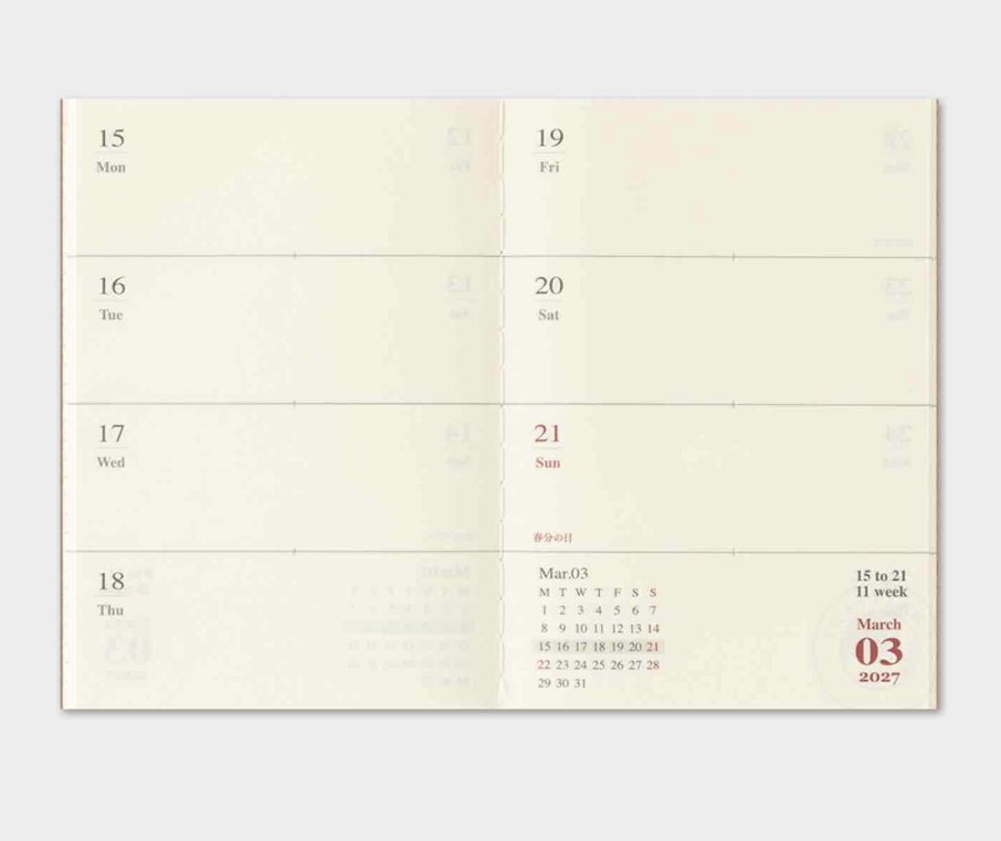 Traveler's Notebook - Refill Passport Size - 2027 Weekly - Bilde 3