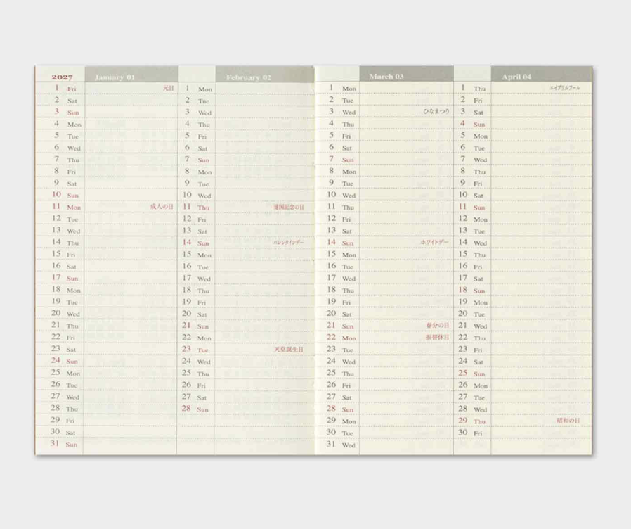 Traveler's Notebook - Refill Passport Size - 2027 Weekly - Bilde 5