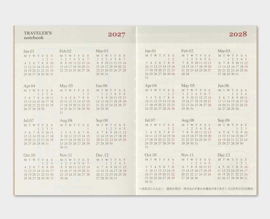 Traveler's Notebook - Refill Passport Size - 2027 Weekly - Bilde 4